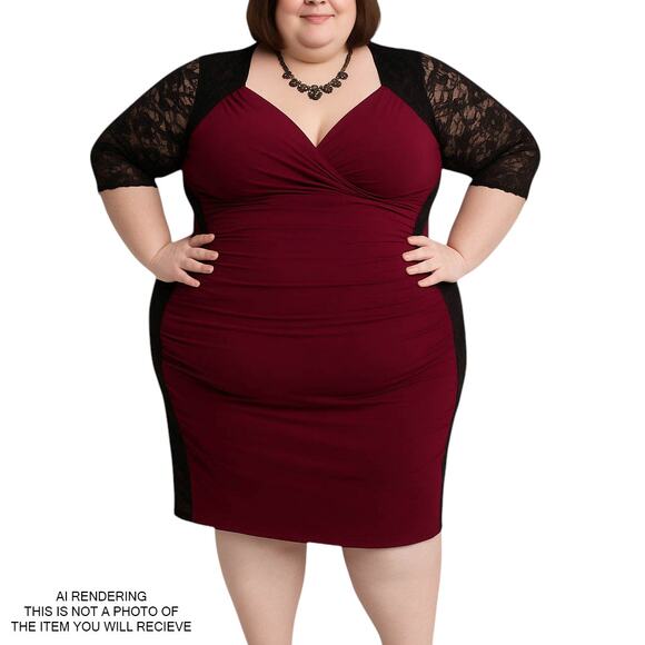 Kiyonna Dress Bodycon Lace Whimsigoth Vampire Romantic Witchy Black Red 4 4X - Picture 12 of 14